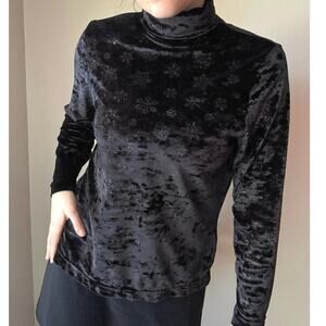 skea shimmies black velvet snowflake ski turtleneck 90s christmas y2k